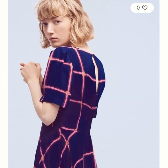 Anthropologie HD in Paris Size 2 Striped Pane Midi Dress Blue and Pink - Picture 10 of 13